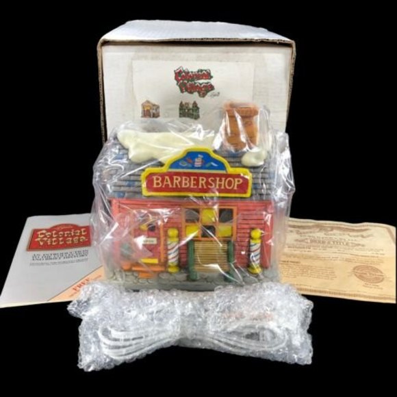 Lefton 06901 Colonial Village BARBER SHOP w/Deed 1988 Christmas House CWD06901 - Picture 1 of 12